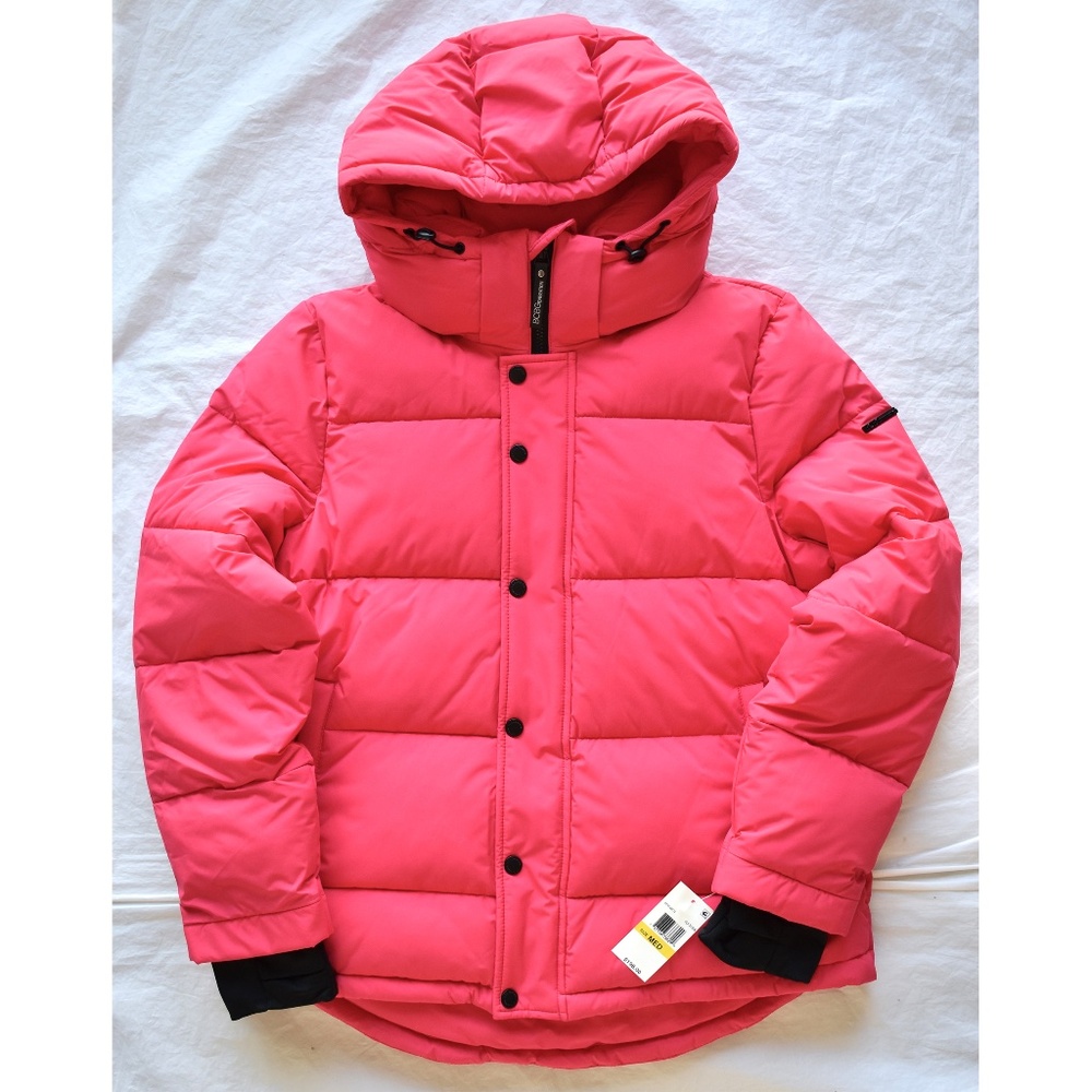 BCBGENERATION NWT MISSY HOODED THUMBHOLE SHORT FUCHSIA PUFFER JACKET. SIZE M - Picture 10 of 16